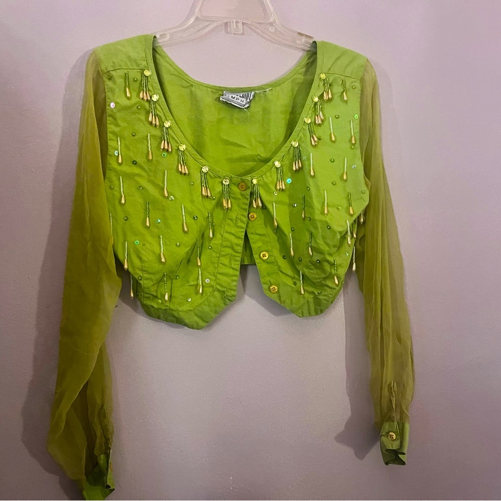 Vintage hand beaded cropped top